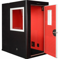 VocalBooth Gold 6x4 w/ 3x3 Window/ 1x2 Door Window/ Red Auralex Interior/ Black Exterior
